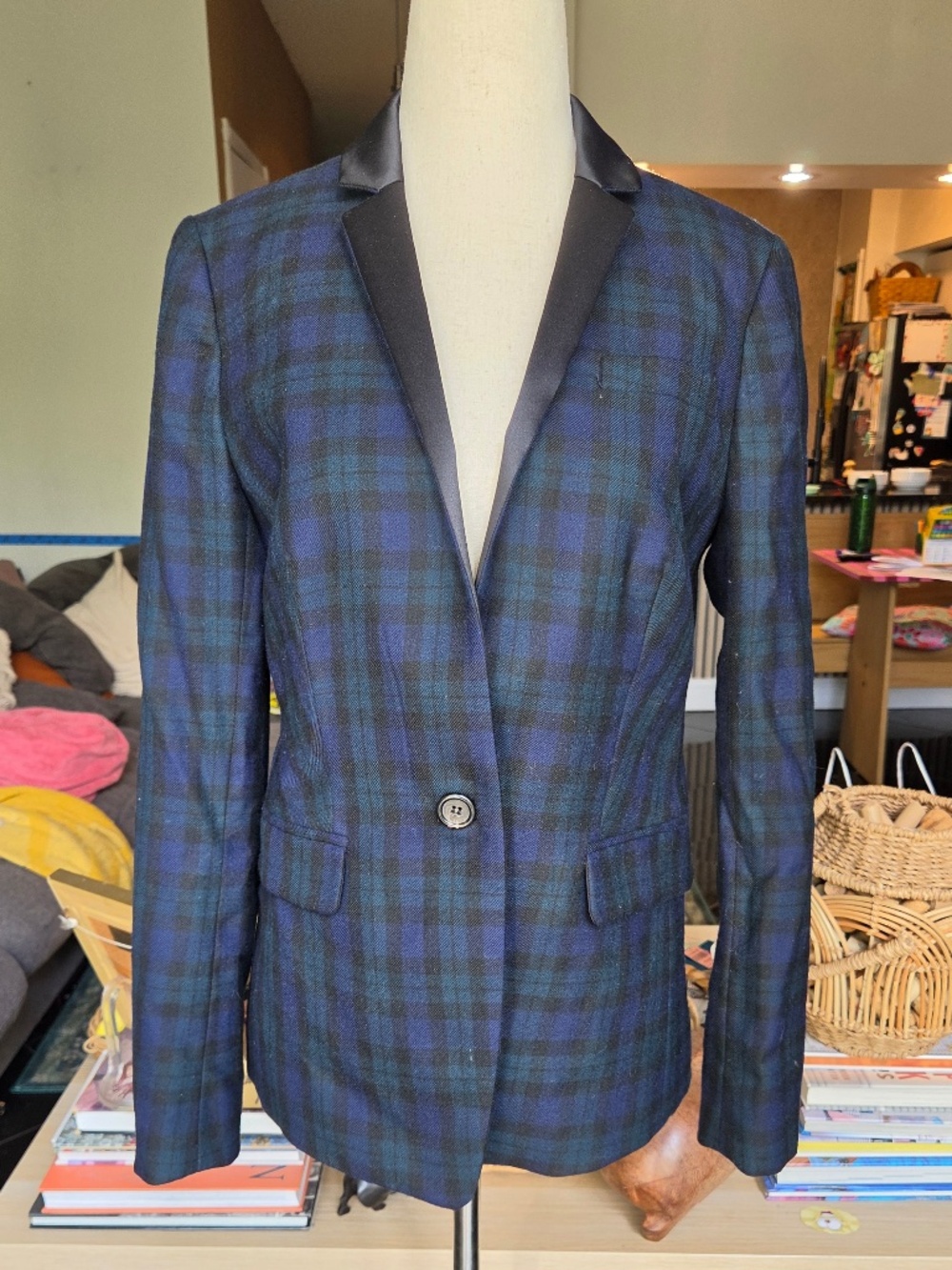 J. Crew Regent Tuxedo Blazer in Black Watch Tartan Plaid Vintage